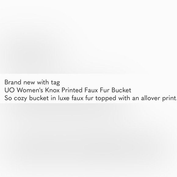 NWT UO Knox Printed Faux Fur Bucket Hat - Picture 3 of 3